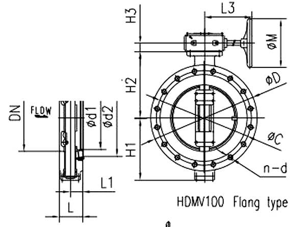 Marine Double Eccentric Flange Type Butterfly Valve HDMV100-1