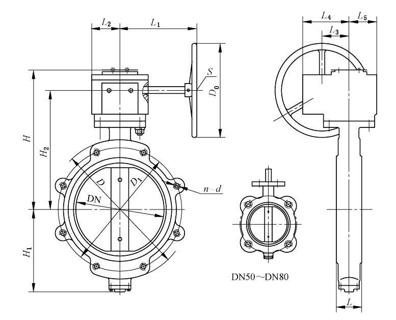 Marine Center-Pivoted Worm Manual Lug Butterfly Valve GB/T3036-94 FCS Type