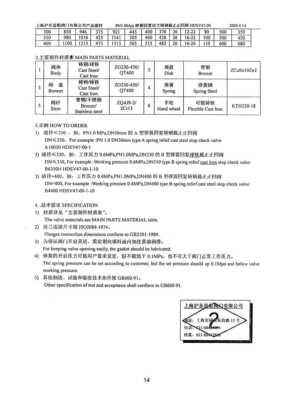 Marine PN1.0 MPa SPRING RELIEF CAST STEEL STOP CHECK VALVE HDSV47-00